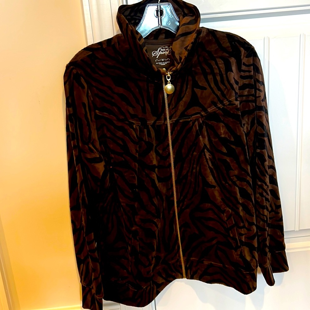 NWOT STYLE & CO SPORT LEOPARD VELOR JACKET